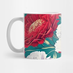Red White Carnation Fantasy Mug